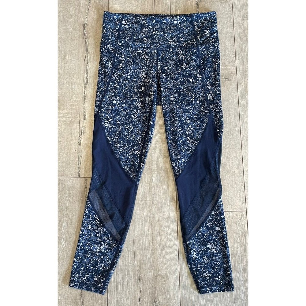 Athleta Blue Speckled Mesh Panel Leggings Size Small